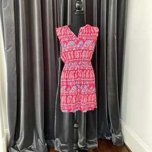 LOFT Red floral cotton dress